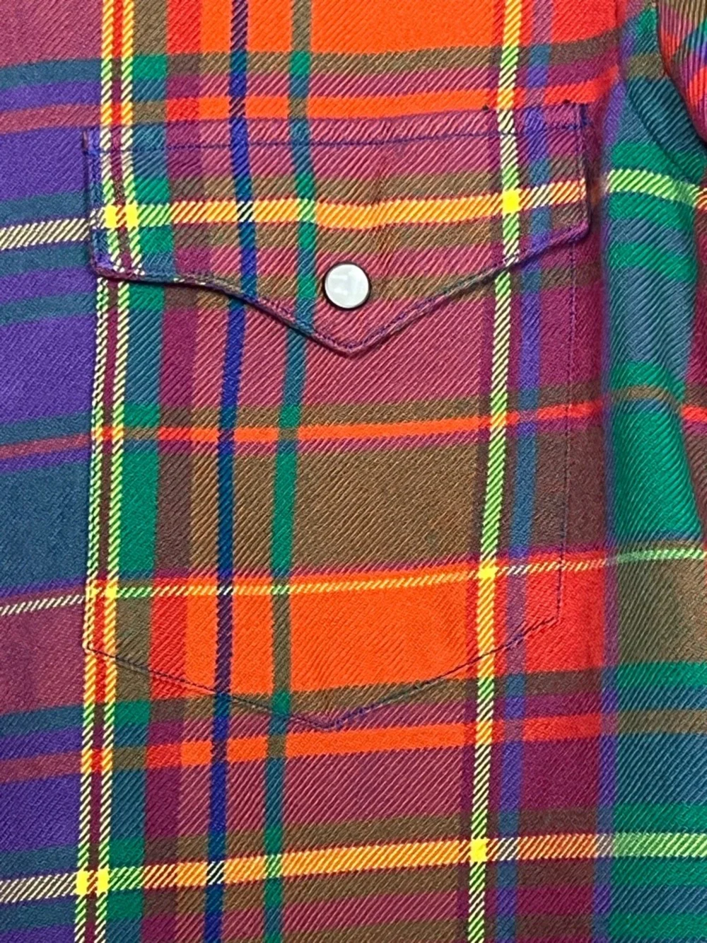 Vintage Ralph Lauren Western Shirt Snap Button Plaid Flannel Shirt Size 6 - Picture 5 of 10